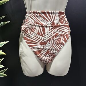 UpWest High Waist banded bikini bottoms, high cut thigh, recycled fibers,pattern